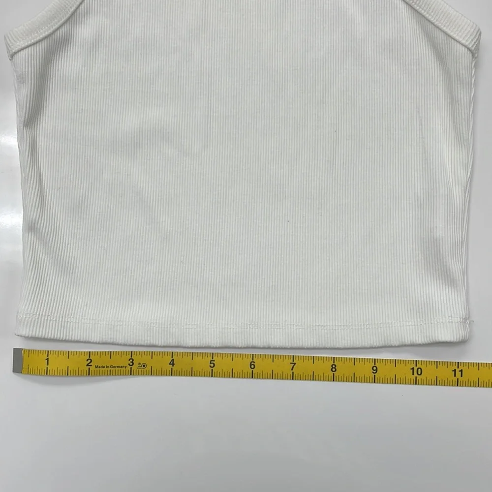 White Ribbed Cropped Tank Top - Picture 8 of 13